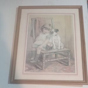 Vintage Girl & Dog Picture